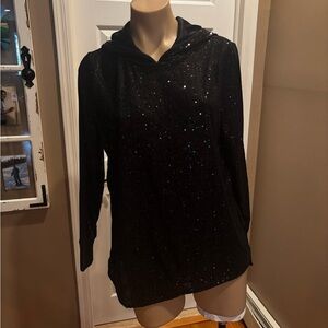 NWOT Belle by Kim Gravel QVC Black Sequin Hoodie Small